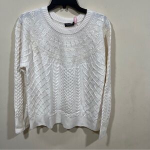 NWT vineyard vines women's white cable-knit sweater size large wool blend